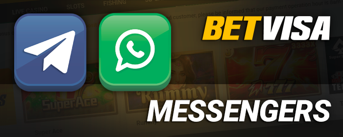 Social media to contact BetVisa support - support agents respond in Telegram and WhatsApp