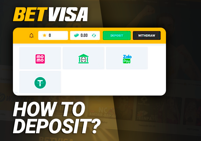 BetVisa account replenishment form - step by step deposit instructions