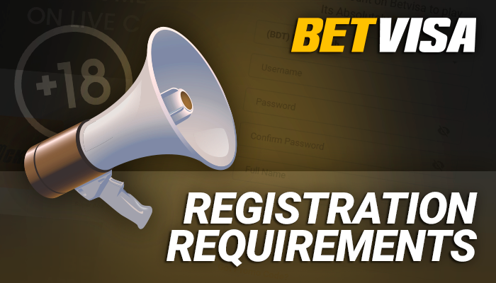 Conditions for registering an account at BetVisa 